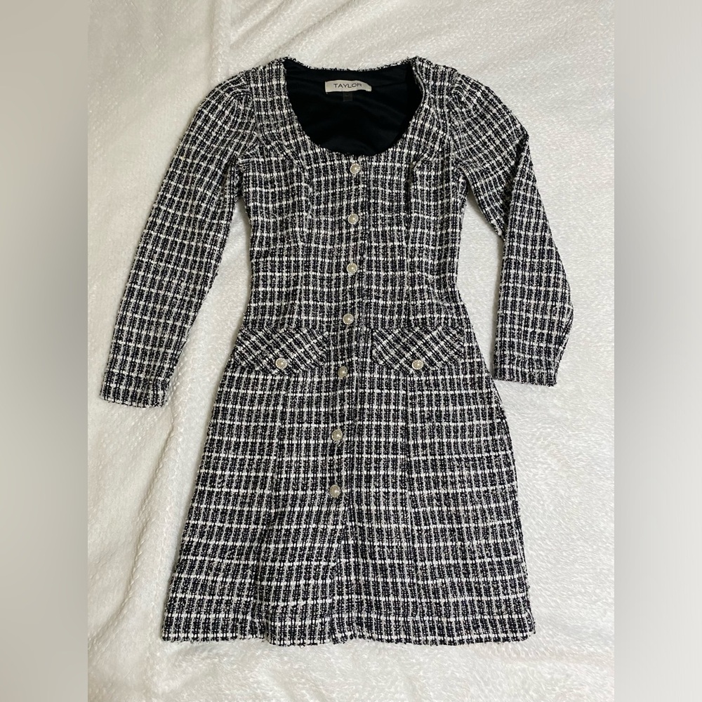 Elegant Black and White Checkered Dress
